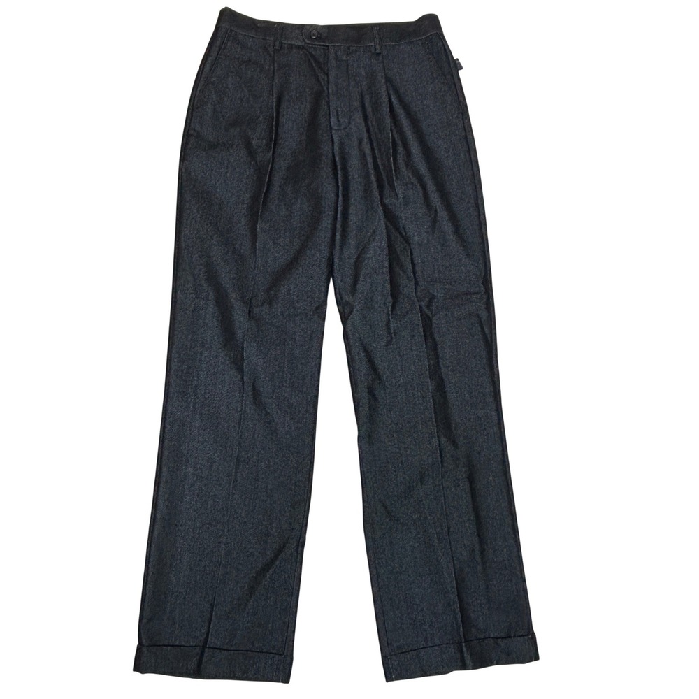 Inserch Mens Black Pleated Denim Dress Trousers Cuffed Size 33x32 NEW Retro